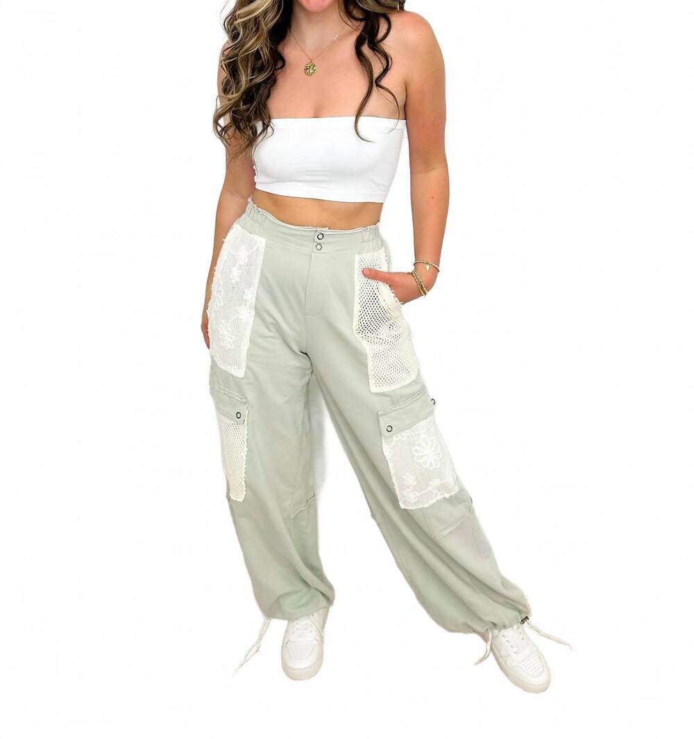 NEW DAVI & DANI great day vibes high-rise cotton pants in green
